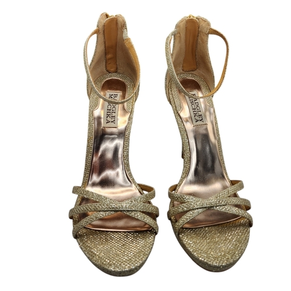 Badgley Mischka Gold Signify Platino Strappy Heels Size: 7.5 - Picture 3 of 8